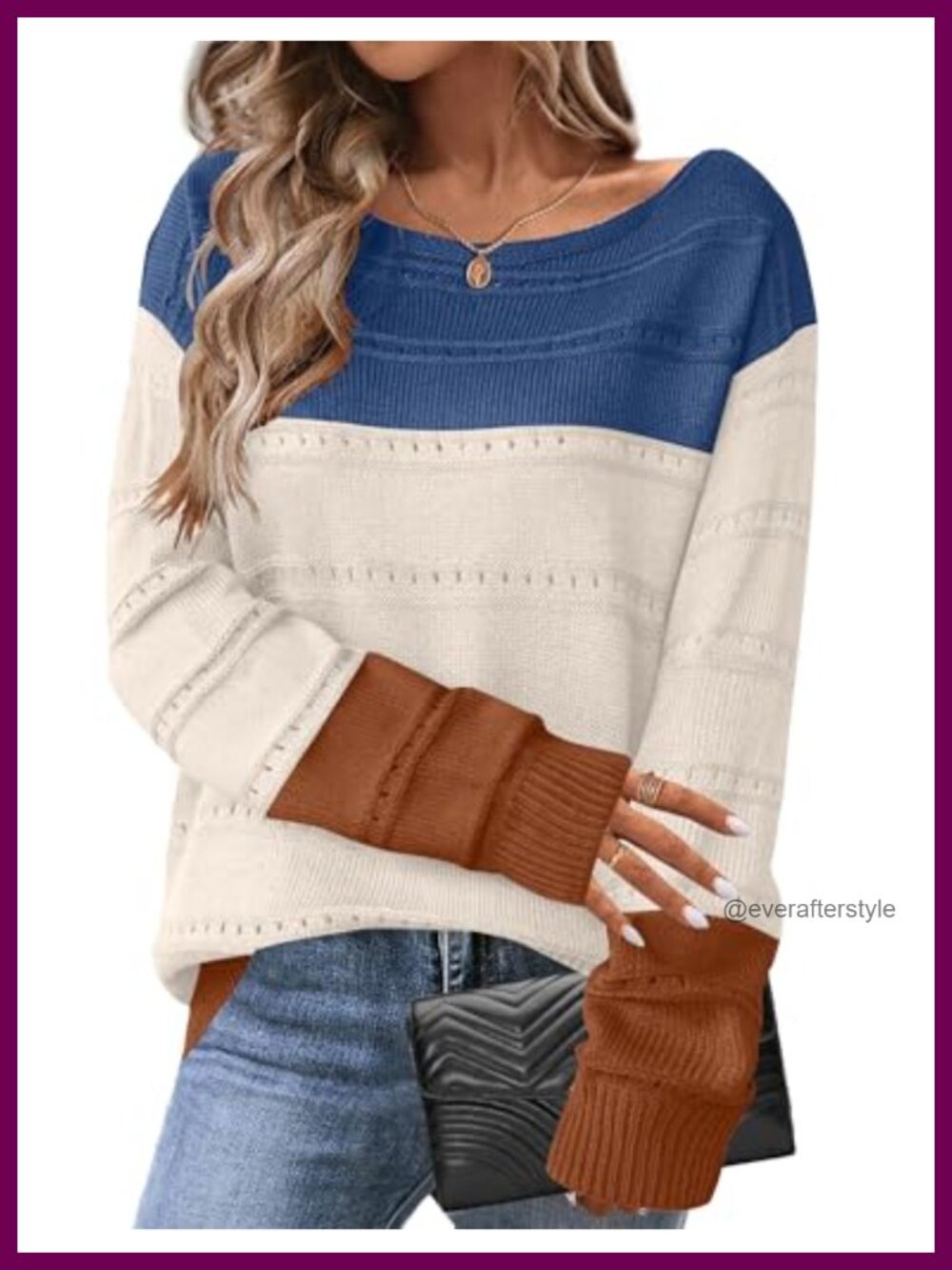 Crochet Off Shoulder Boat Neck Pullover Sweater Loose Fit Long Sleeve Knit Top